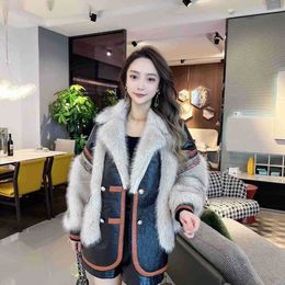 Women's Fur Faux Fur Autumn Winter Leather Jacket Women Faux Fur Coat Long Sleeve Vintage Streetwear Luxury Brand Thickened Fur Jackets Buttons New