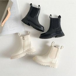Boots HoneyCherry Soft Leather Girls Fashion Smoke Tube Soft-soled Short British Style Shoe