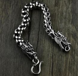 Dragon Scale Bracelet Chain Real Pure 925 Sterling Silver Double Heads Vintage Punk Rock Retro Style Men Jewelry CX2007068970617
