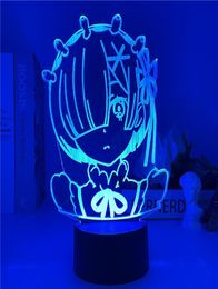 Keychains ReLife In A Different World From Zero Stand Model Desktop Decor Kawaii Ram Rem Acrylic Figures Led Night Light Otaku Co2169736