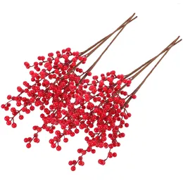 Decorative Flowers 6 Pcs Bouquet Christmas Berries Decorations Simulation Branch Tree Fake Berry Pick Xmas Artificial Stems Picks