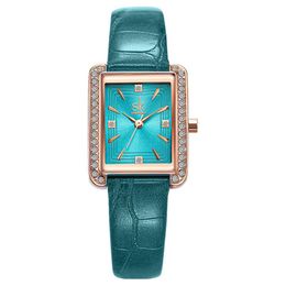 SK Brand Quartz watch cwp Modern Temperament Womens Watches Brilliant Ladies Watches 23 29MM Small Square Dial Diamond Wristwaches187q