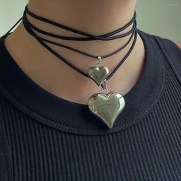 Pendant Necklaces KMVEXO Layered Rope Chain With Heart Necklace For Women Trendy Elegant Choker 2023 Fashion Y2K Jewelry