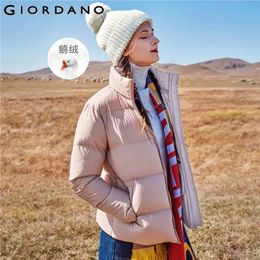 Jackets Giordano Women Down Jackets Stand Collar 90% White Goose Down Jacket Lightweight Slant Pocket Down Coat 05371706