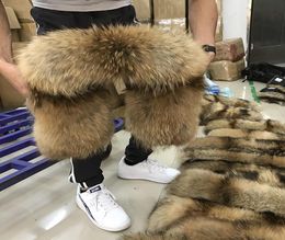 100 Real Fur Collar Winter Natural Raccoon Fur Women Scarfs Coat Scarves Luxury Male Parka Female Warm 60cm 70cm 80cm 2 Y2010071206099