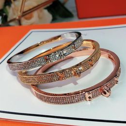 Lock Gold Bracelets Women Bangles Punk for gift luxurious Superior quality jewelry Leather belt Bracelet delivery fa181A