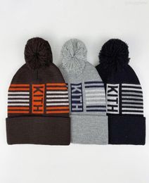 KITH STRIPED Beanie Winter Hats For Women Men Brimless Ice Cap Hip Hop Ladies Winter Skullies OutdoorYTIScategory8167751
