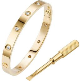 A Classic Cartres Bangle V Gold Card Home High Edition Full Sky Star Wide and Narrow Bracelet S925 Sterling Silver Snap Screw Driver