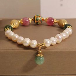 Strand Natural Freshwater Pearl Bracelet For Women Special Interest Light Luxury High-Grade Quartz Jade Gift Ie