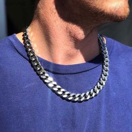 Beaded Necklaces Men's Glossy Hip Hop Cuban Chain Bracelet Chunky NecklaceL231225