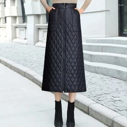 Skirts Autumn Winter Down Cotton Skirt Women 2023 Solid Mid-Length A-Line Thick Warm Female Women's Clothing 5XL
