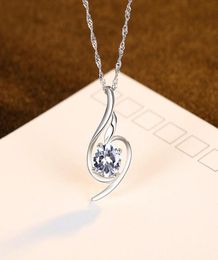 European Classic Luxury Shiny Zircon s925 Silver Pendant Necklace Fashion Sexy Women Clavicle Chain Necklace Jewellery Valentine031581050