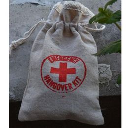 Hangover kit Cross Linen Gift Pouch 9x15cm3 75x6inch pack of 50 Party Candy Drawstring bag255x