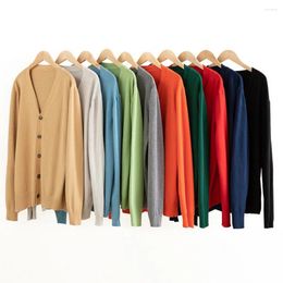Men's Sweaters Fashion Classic Solid Colour Knit V-Neck Cardigan Sweater Soft Baggy High End Cardigans Coat Man Clothing