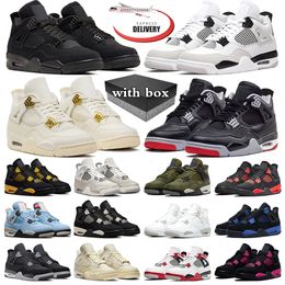 with box jumpman 4 basketball shoes 4s Military Black Cat Bred Reimagined Metallic Gold Frozen Moments Olive mens trainers women sneakers sports