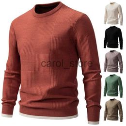 Men's Sweaters Autumn/Winter New European and American Men's Chequered Jacquard Round Neck Knitwear Warm Pullover Sweater Underlay Men's J231225