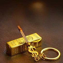 Gold Bars Kerosene Lighter Waterproof Refillable Kerosene Unusual Lighter Keychain Smoking Accessories Cool Gadget Gift for Men