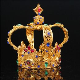 Baroque Royal King Crown Male Diadem Bridal Wedding hair ornaments for Women Queen tiaras and crowns Head Jewelry Y200727234D