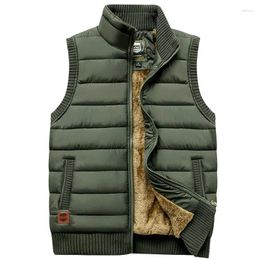 Men's Vests BROWON Brand Vest For Men Autumn Fashion Casual Solid Colour Outerwear Jacket Stand Collar Fleece Warm Coats