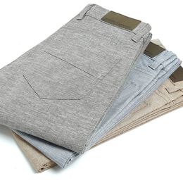 Summer ultra Thin Men s Casual Pants Straight Linen Long Korean Version of the Slim Youth Cotton and linen 231225