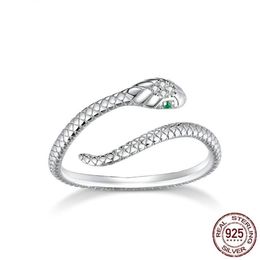 Adjustable S925 Sterling Silver Ring Platinum Gold Plated Zircon Retro Textures Spirit Snake Rings Fashion Jewellery Loop Gift 21092237e