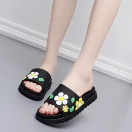 Slippers Summer Female Home Casual Filp Flops Indoor Thick Bottom Flats Flower Non-slip Beach House Slides Bathroom Shoes