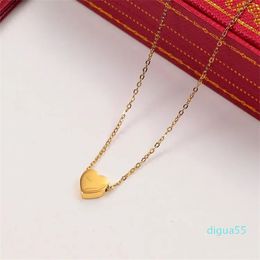 Classic designer letter heart choker necklace elegant Love 18K gold silver rose 316L stainless steel logo engrave 45cm chain Fashion