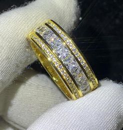 Choucong Brand Unique Wedding Rings Luxury Jewelry 925 Sterling Silver 18K Gold Fill Princess Cut White Topaz CZ Diamond Party Eng4853837