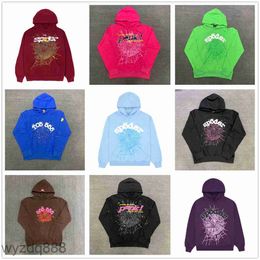 Spider Hoodie Sp5der 555555 Mens Womens High Quality Angel Number Puff Pastry Printing Graphic Sweatshirts Dooclothing Light Blue Green 2DUE
