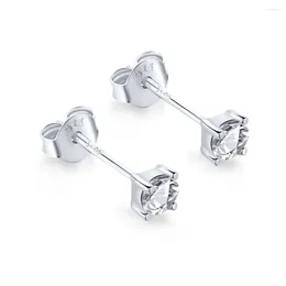 Stud Earrings S925 Sterling Silver Inlaid 4mm Zircon Four Claw Ear Hole Anti Blocking Studs Fashionable