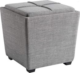 Bread Makers Six Rockford Square Storage Ottoman With Padded Upholstery And Hidden Serving Tray Grey Fabric Barrymore Drew To