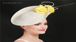 Stingy Brim Hats Gorgeous Women Big Headpiece Formal Dress Wedding Fedora Cap Flower Fashion Fasinator Hat Handmade Occasion Milli2820960