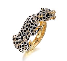 Leopard Panther Bangle Women Bracelet Femme Enamel Animal Crystal Party Gift Gold Brazalete Mujer Indian Jewelry Kpop Fashion 21097410306