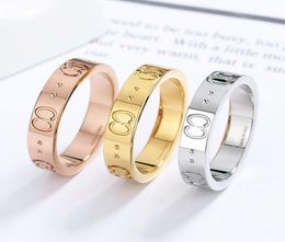 Designers Engraved Letter Pattern Band Rings Men Women Fashion Brand Titanium Steel Ring Lovers Bague Jewellery Gift Size 5115288399