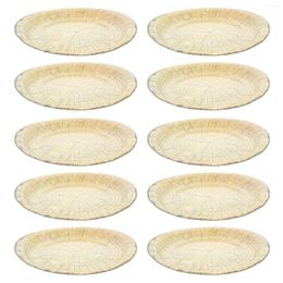 Disposable Dinnerware 10 Pcs Party Tableware Wood Grain Dinner Plates Paper Household Cake Venue Setting Props