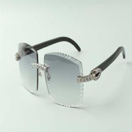 2021 designers XL diamonds sunglasses 3524022 cutting lens natural black buffalo horns glasses size 58-18-140mm296Z