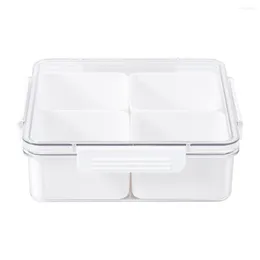 Dinnerware Sets Dried Fruit Plate Vegetable Platter With Lid Snack Case Holder Candy Sectional Tray Plastic Compartment Container Child