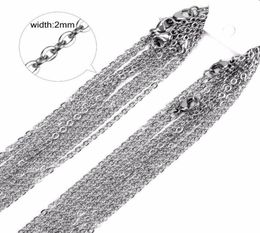 50pcs Stainless Steel Rolo Cable 2mm Width for Men Women Round Box DIY Chain Necklace Gold/Steel Tone3507592