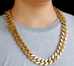 2020 New Mens Gifts Large strong Gold plated high quality 316L Stainless Steel Shiny Huge Cuban Chain Necklace 20mm 280390398716232