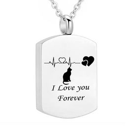 Fashion Memorial Jewellery Cremation Urn Ashes Pet Cat Pendant Stainless Steel Square Keepsake Memorial Charms Pendant253x