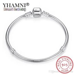 YHAMNI 100% 925 Sterling Silver Bracelet Jewellery DIY Bracelets Accessories 3mm Fashion Silver Chain Bracelet Jewellery Gift SB005288U