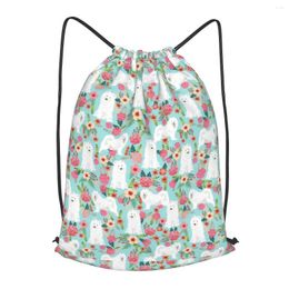 Shopping Bags Floral Dog Drawstring Backpack Men Gym Workout Fitness Sports Bag Bundled Yoga For Women