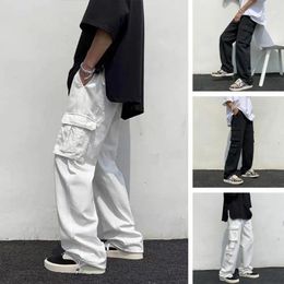 Men's Pants Men Cargo Streetwear With Multi Pockets Wide Leg Soft Breathable Fabric Hip Hop Style Mid For Urban