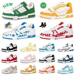 2024 Designer Casual Shoes Men Luxury Brand Sneaker Trainer Virgil Calfskin High quality White Green Red Blue Letter Overlays Leather Platform Low Loafers Sneaker