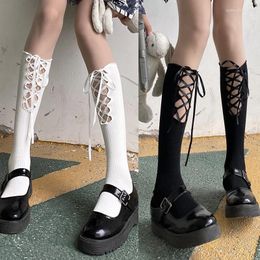 Women Socks Black Women's Middle Tube Jk Stockings Calf Straps Hollow Summer Crew Sexy Long Japanese Ultra-thin