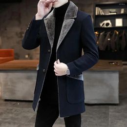 Men's Trench Coats Men Windbreaker Autumn Winter Male Coat Medium Length Thick Buttons Woollen Jacket Coldproof