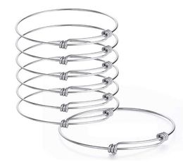 5pcs Stainless Steel Wire Blank Bangle Bracelet Expandable Charm Bracelet Double Loops Style for Diy Jewellery Making Q07172881083