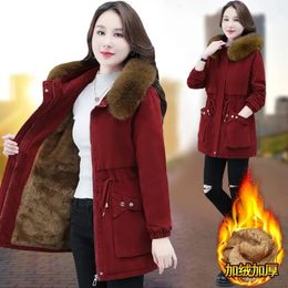 Parkas 6XL Womens Winter Jacket Loose Casual Padded Coat Female Large Size Plush Fur Collar Thick Down Cotton Outerwear 231222