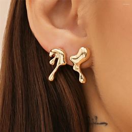 Stud Earrings Unique Design Liquid Metal For Women 2024 Trendy Punk Irregular Personality Wedding Jewellery Gifts