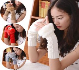 Five Fingers Gloves Wool Knitted Winter Thick Warm Fingerless Mittens Women039s Stylish Soft Comfortable Plush Imitation Fur3606684